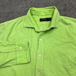 Polo Ralph Lauren Shirt Mens Large Green Button Down Long Sleeve Classic Casual